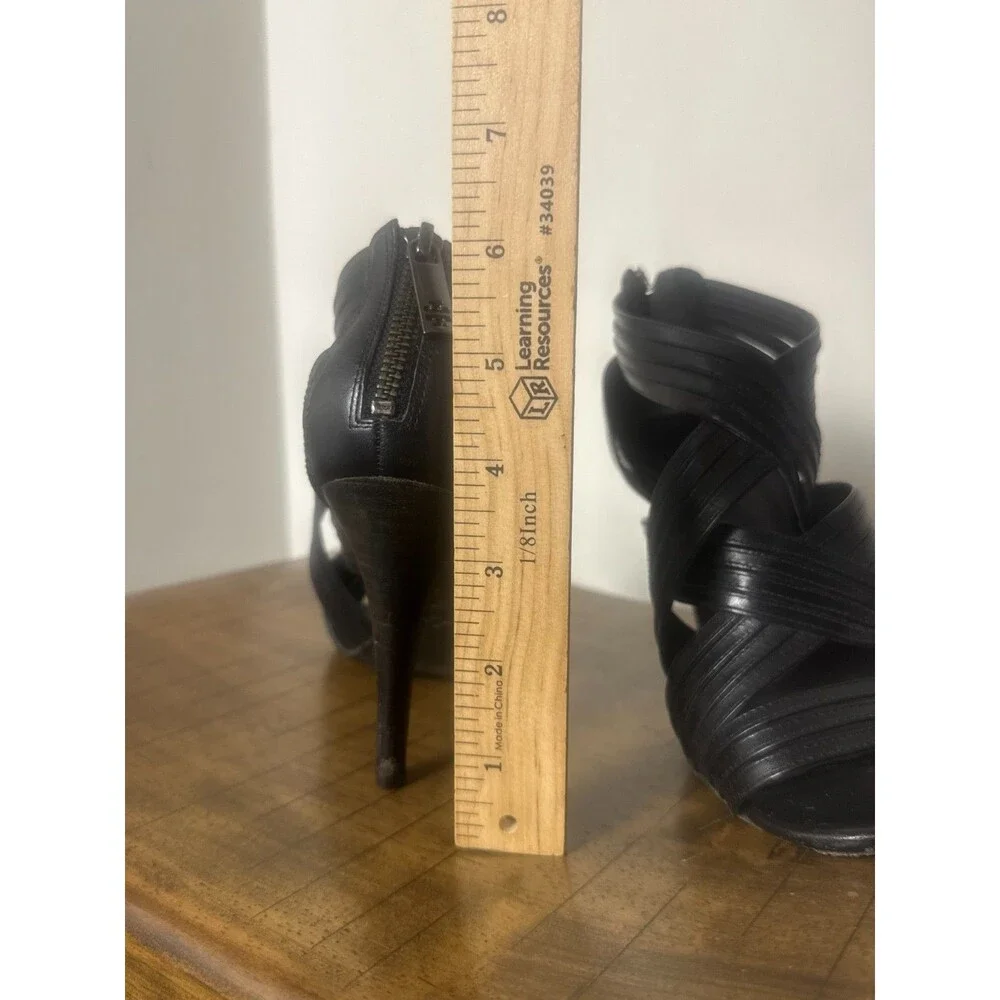 Tory Burch Women’s Size 7 Black Leather Strappy High Heels Designer Pumps